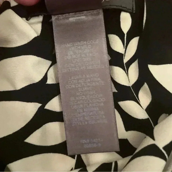 Bisou Bisou Michele Bombot Black And Cream Leaf Pattern Scoopneck Dress Size 6 - Picture 5 of 9